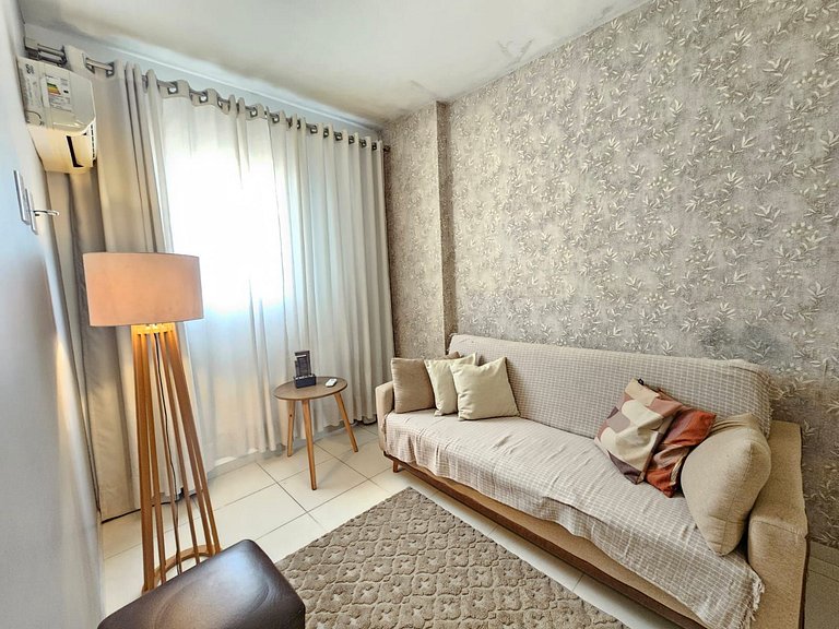 Vista Mar 300m praia -Wifi c/Varanda/2dorm/ar cond