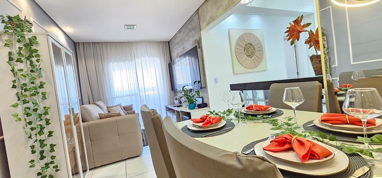 Vista Mar 300m praia -Wifi c/Varanda/2dorm/ar cond