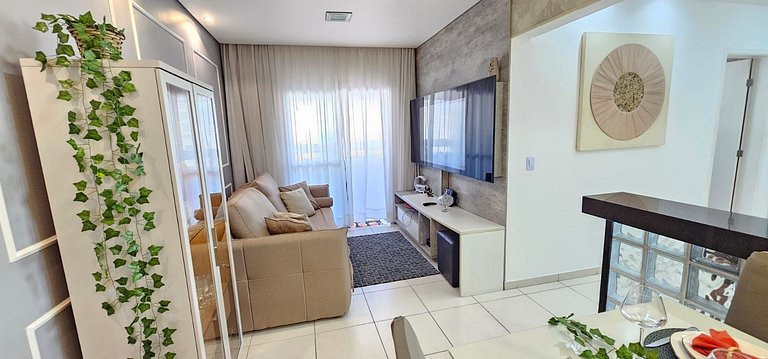 Vista Mar 300m praia -Wifi c/Varanda/2dorm/ar cond