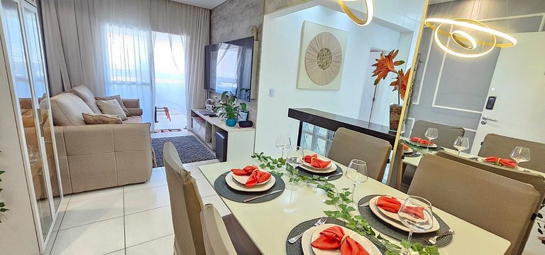 Vista Mar 300m praia -Wifi c/Varanda/2dorm/ar cond