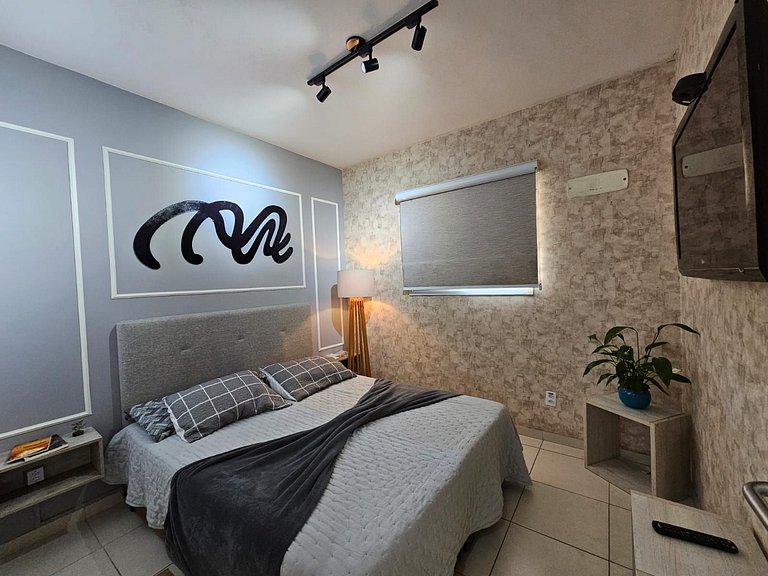 Vista Mar 300m praia -Wifi c/Varanda/2dorm/ar cond