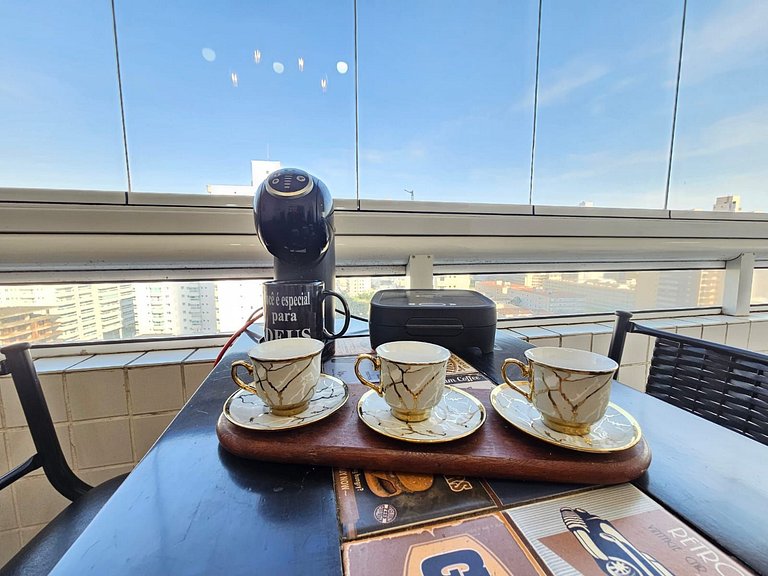 Vista Mar 300m praia -Wifi c/Varanda/2dorm/ar cond