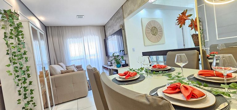 Vista Mar 300m praia -Wifi c/Varanda/2dorm/ar cond